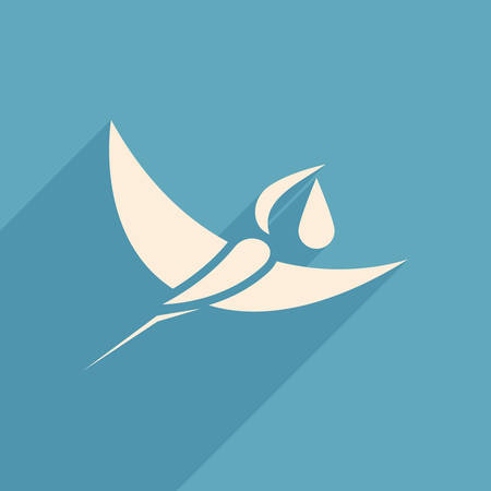 stork and baby sign blue background  vector illustrationのイラスト素材