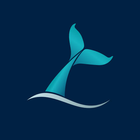 whale tail wave sign emblem on dark background vector illustrationのイラスト素材