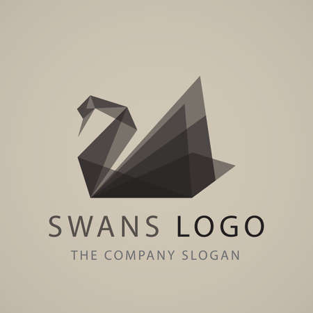 black swan logo sign emblem origami vector illustrationの写真素材