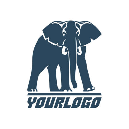 elephant logo sign emblem on white backgroundの写真素材
