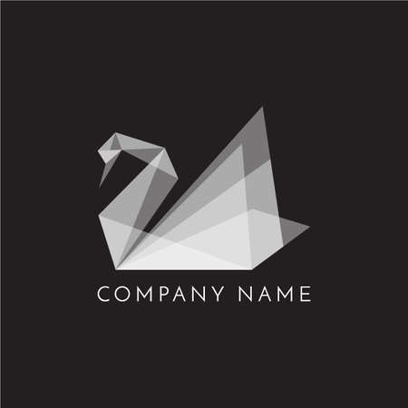 swan logo sign emblem  origami on black background vector illustrationの写真素材