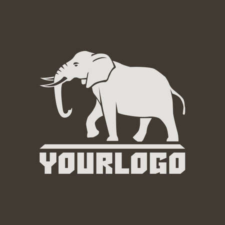 elephant sign logo emblem vector illustration on brown illustrationの写真素材