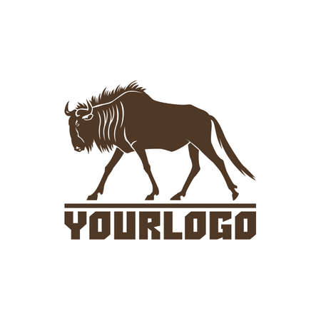 wildebeest logo sign vector illustration on white backgroundの写真素材