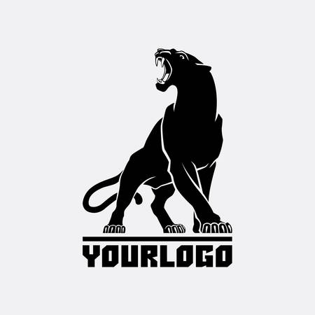 black panther sign emblem silhouette vector illustration on white background animalのイラスト素材