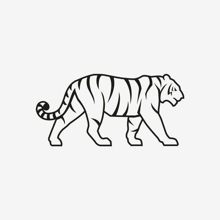 Tiger going line sign emblem pictogram vector illustrationのイラスト素材