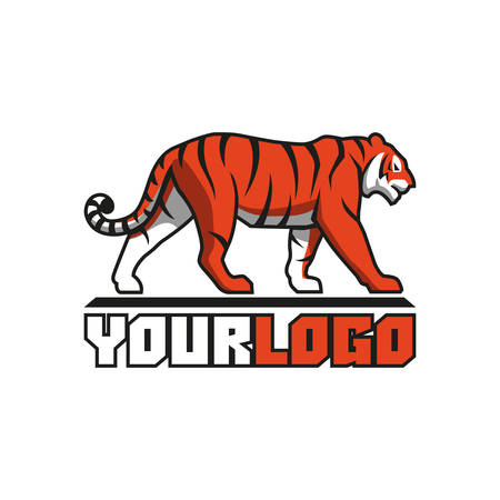 tiger going  sign emblem vector animalのイラスト素材