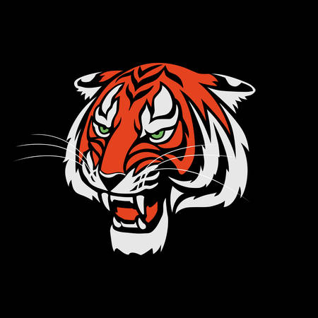 Tiger roaring head  sign emblem vector illustrationのイラスト素材