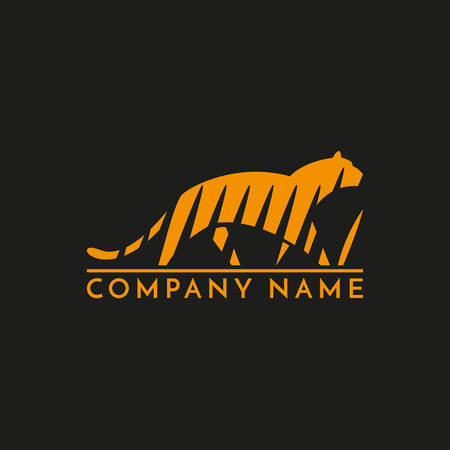 Tiger in the grass  sign emblem pictogram vectorのイラスト素材