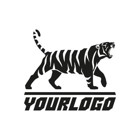 Tiger roaring  sign emblem on white background vector illustrationのイラスト素材