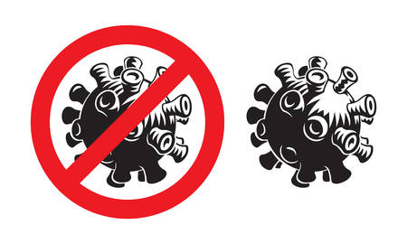 Stop coronavirus, covid-19, sign, Covid-19, engraving style, vector illustration on white backroundのイラスト素材