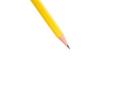 Yellow pencil isolated on a white backgroundの写真素材