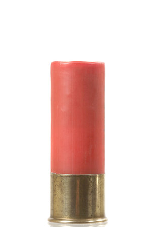 Single shotgun shell isolated on white