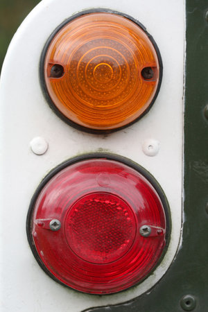 Macro shot of tail lamps on an old pick up truckの写真素材