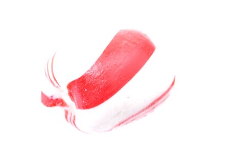 Single peppermint candy isolated on a white backgroundの写真素材