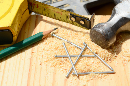 Macro shot of some woodworking toolsの写真素材