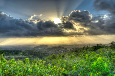 Beautiful sunset at the central mountains of Panama