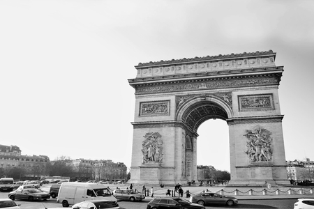 PARIS-FRANCE-JANUARY 19, 2017:Arc de Triomphe is one of the most famous monuments in Paris, standing at the western end of the Champs-Élysées at the center of Place Charles de Gaulleのeditorial素材