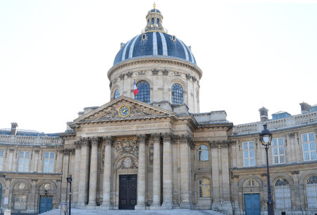 PARIS-FRANCE-FEB 24, 2019: The AcadÃ©mie franÃ§aise is the pre-eminent French council for matters pertaining to the French language. The AcadÃ©mie was officially established in 1635 by Cardinal Richelieu.のeditorial素材