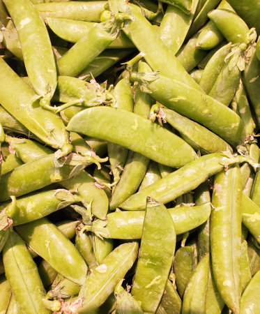 Close up of fresh organic green peasの写真素材