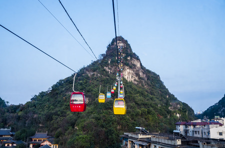 Sightseeing cable car in spring parkのeditorial素材