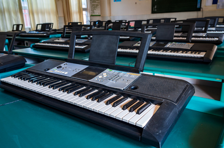 Keyboard in the music classroomのeditorial素材