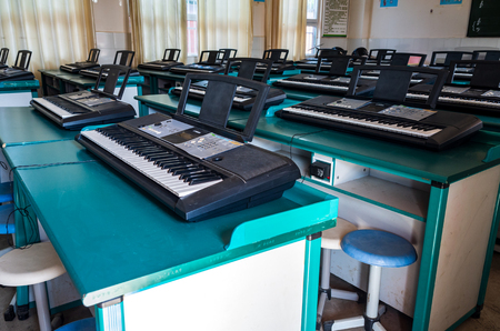 Keyboard in the music classroomのeditorial素材