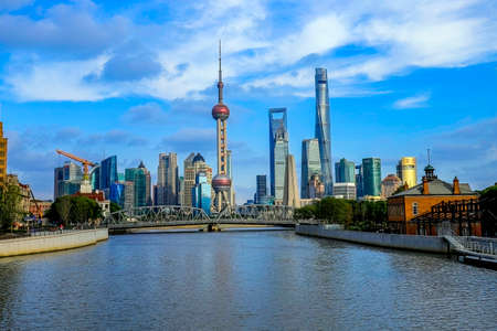 Shanghai Lujiazui Finance and Trade Zone of the modern cityの写真素材