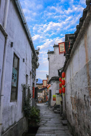 Huangshan Hongcun typical Huizhou architecture, white walls and black tiles, ancient villagesのeditorial素材