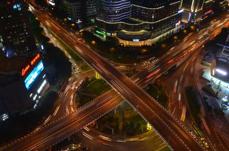 Hongqihegou heavy traffic at nightのeditorial素材