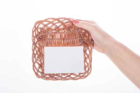 Notebook on  natural basket textures background  with blank noteの写真素材