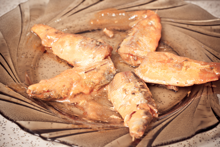 Carp in a dish for preparing sushiの写真素材