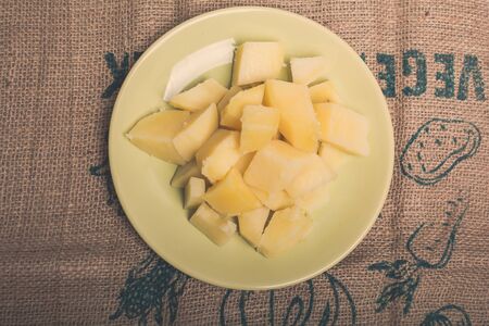 Tasty boiled potatoes in a dish without spicesの写真素材