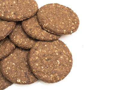 Delicious biscuits with fiber, gluten-free on a white background