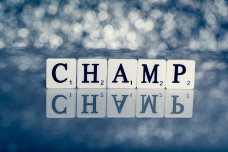 Created word of tiles with letters - champの写真素材