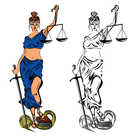 Themis. The ancient Greek goddess of justice, fairness and impartiality of the court.のイラスト素材