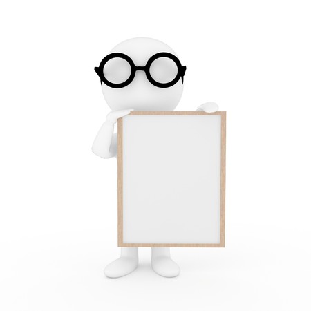 small people with photo frame on isolated white background in 3D renderingの写真素材