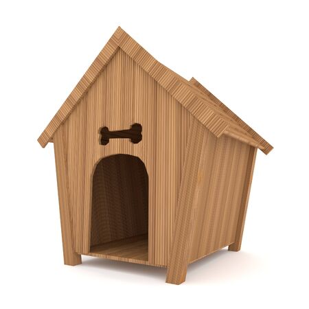 dog wood house on isolated white in 3D renderingの写真素材