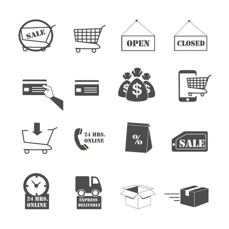 Shopping online and e-commerce icons set vectorのイラスト素材