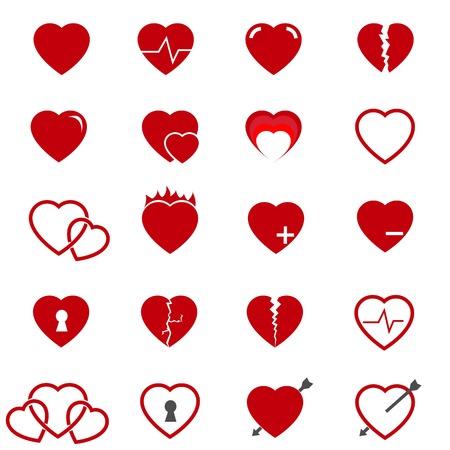 red heart icons set vectorのイラスト素材