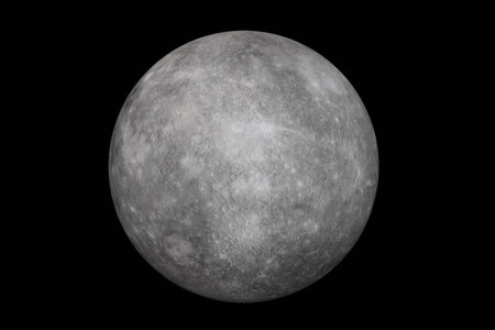 Highly detailed mercury planet on black.の写真素材