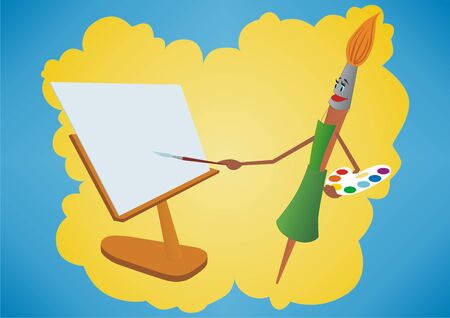 Illustration brushes, artist, painting a picture of the gathering.のイラスト素材