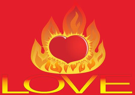 Abstract image of love. Heart burning at love-fire.のイラスト素材