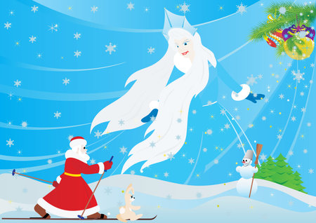 Abstract Christmas background with Santa Clausのイラスト素材