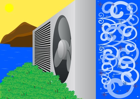 Air conditioner is made from a hot summer frosty winterのイラスト素材