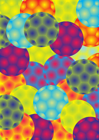 Abstract background of soccer balls with varying abstract color combinations.のイラスト素材