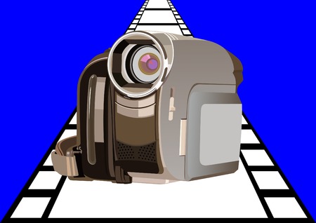 Modern digital video camera to film backgroundのイラスト素材