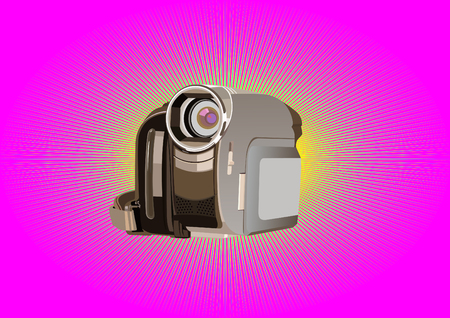 Modern digital video camera on a purple backgroundのイラスト素材