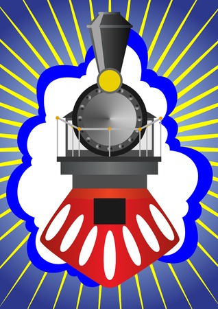 Restored locomotive on a blue abstract backgroundのイラスト素材