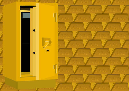 Abstract background of gold bullion and safe from the yellow metalのイラスト素材