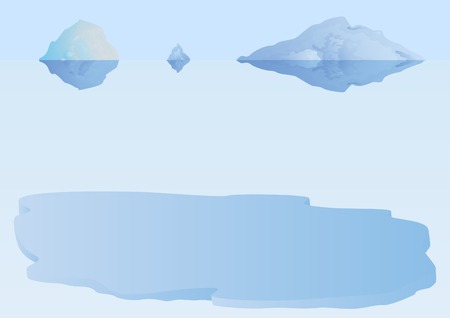 Arctic. Prolonged ice-sea. In the distance are two large iceberg.のイラスト素材
